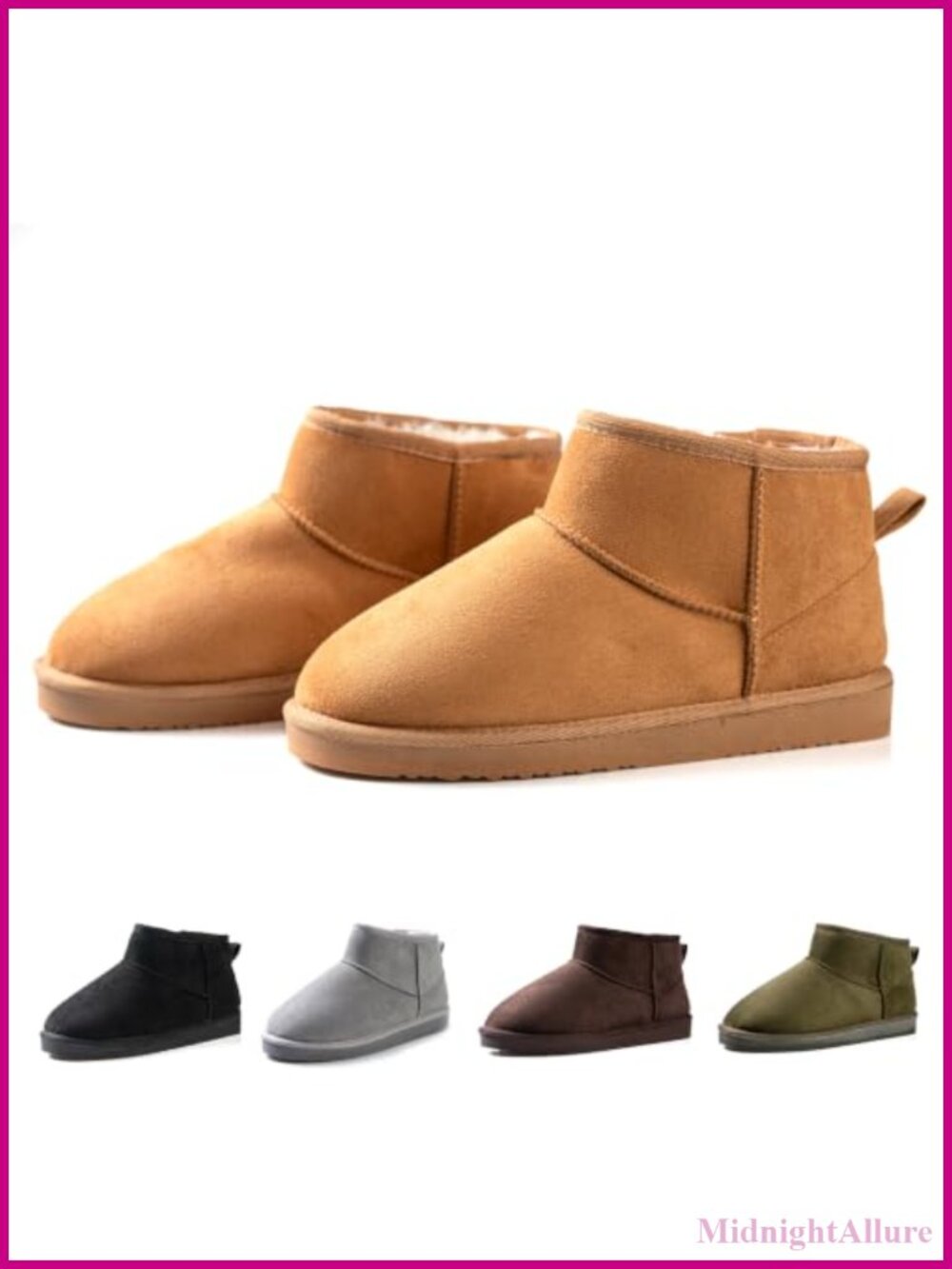 Faux Suede Ankle Snow Boots Non-Slip TPR Sole Winter Booties
